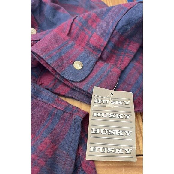 Boys Large 14-16 Husky Long Sleeve Check Flannel Button Front NWT - Picture 4 of 4